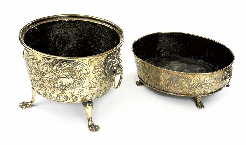 Appraisal: A th century brass coal bucket of circular section with