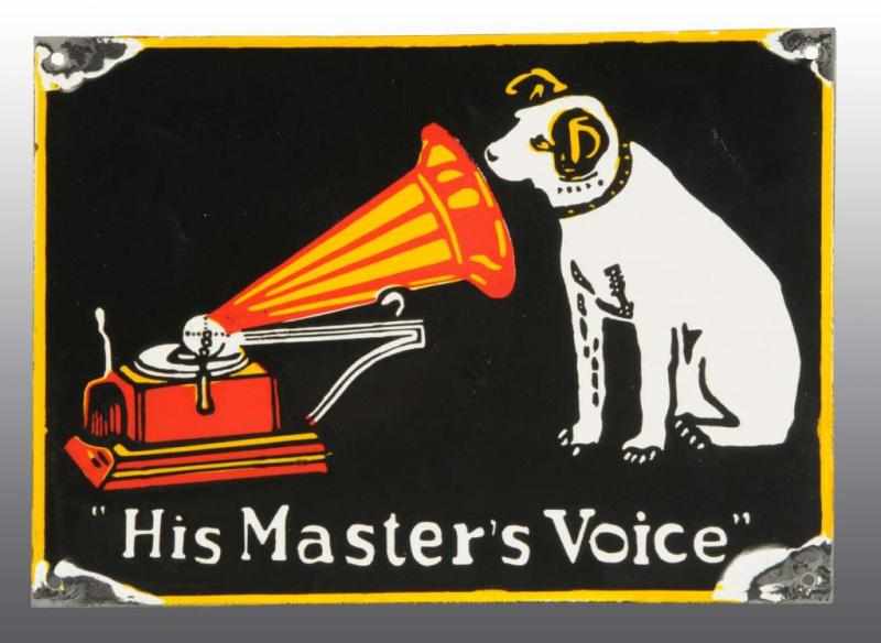 Appraisal: Porcelain Victor Phonograph Masters Voice Sign Description Some porcelain loss