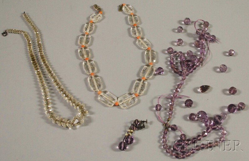 Appraisal: Three Crystal Beaded Necklaces two colorless and one pale lavender