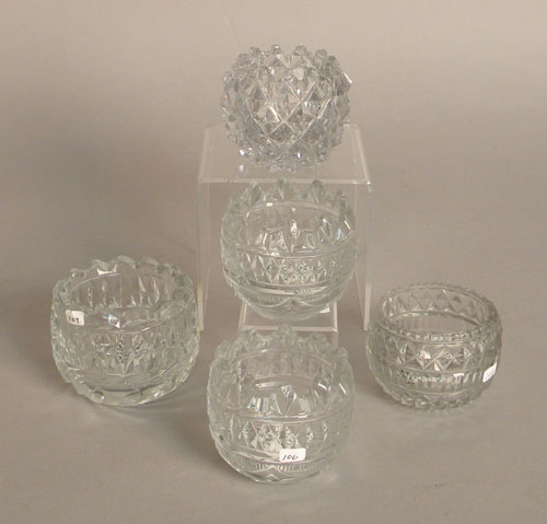 Appraisal: Five Anglo-Irish colorless glass salts ca - tallest