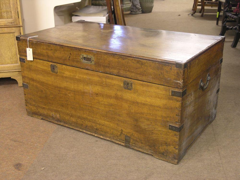 Appraisal: A mid th century camphorwood trunk with brass mounts and