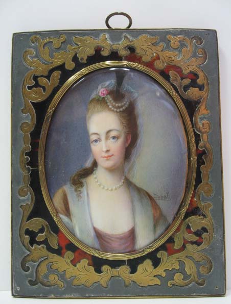 Appraisal: A Portrait Miniature on Ivory of a young woman in