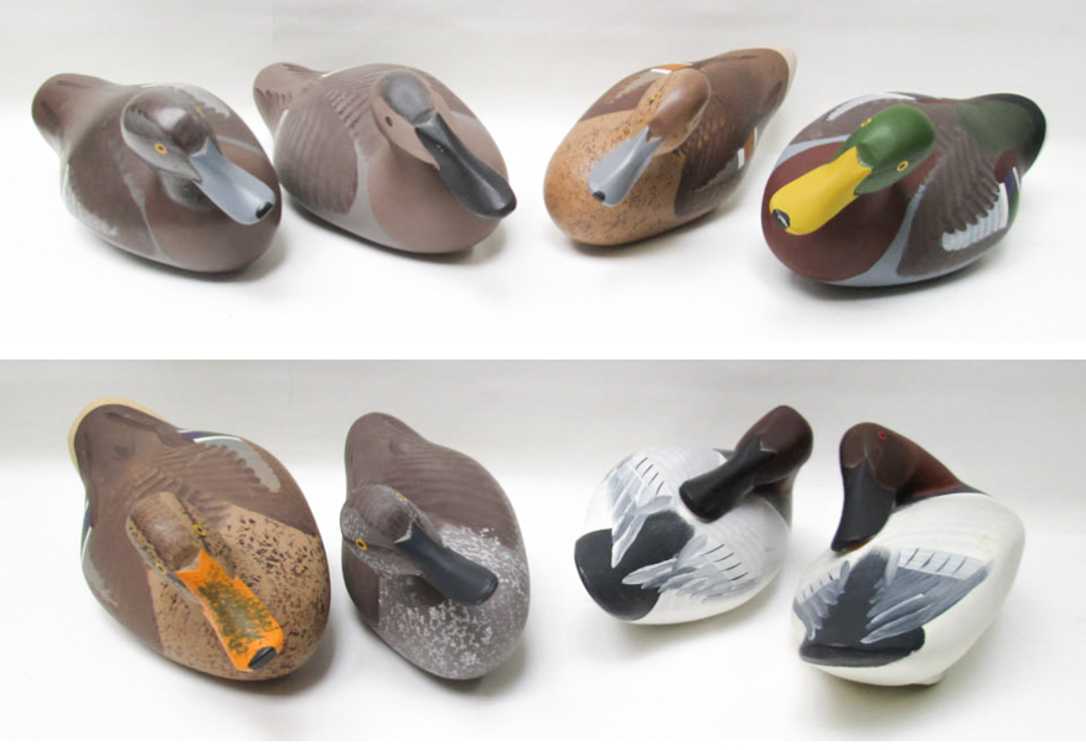 Appraisal: COLLECTION OF EIGHT DUCK DECOYS all carved hand painted and