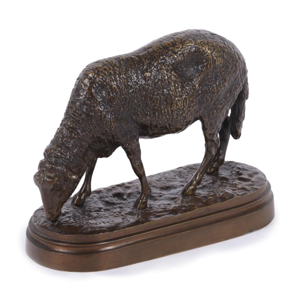 Appraisal: ROSA BONHEUR FRENCH - GRAZING SHEEP BRONZE FIGURE ANIMALIER H