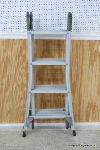 Appraisal: Westway Aluminum Adjustable Trestle LadderOsha approved professional adjusting ladder with