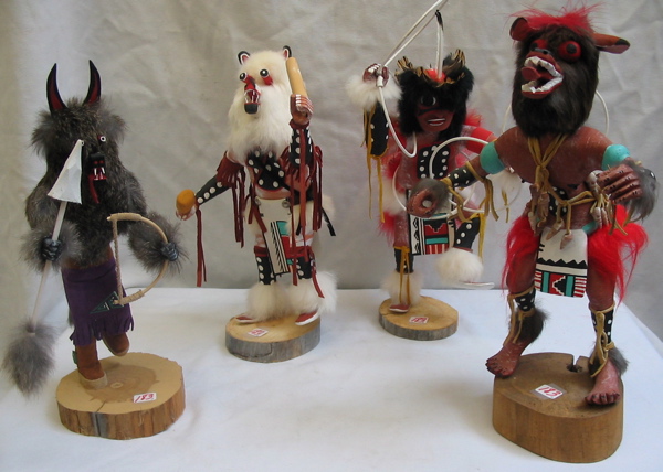 Appraisal: A GROUP OF FOUR SOUTHWESTERN NATIVE AMERICAN KACHINA DOLLS One