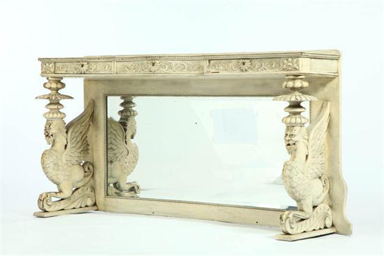 Appraisal: CONSOLE TABLE White painted table with serpentine top three carved