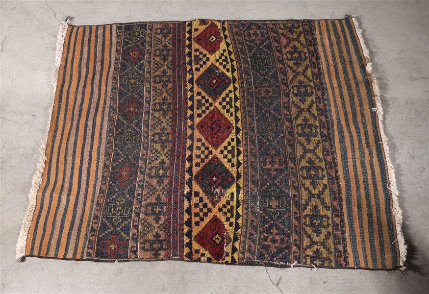 Appraisal: Afghan wool rug as-is condition some wear and fading L