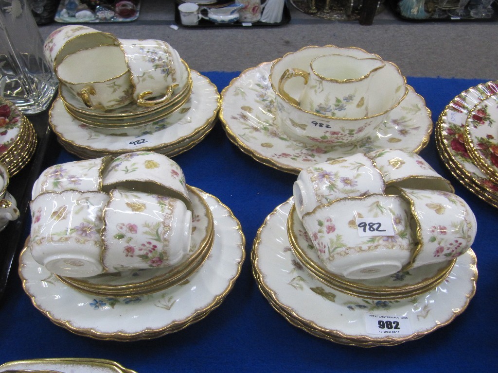 Appraisal: Longton Porcelain Company teaset decorated with butterflies and flowers