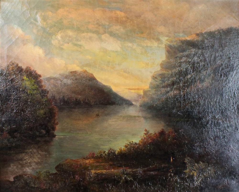 Appraisal: SCHOOL OF THOMAS DOUGHTY HUDSON RIVER Oil on canvas x