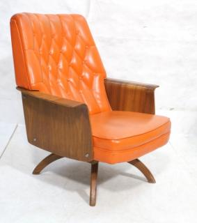 Appraisal: American Modern Walnut Rocking Swivel Lounge Chai American Modern Walnut