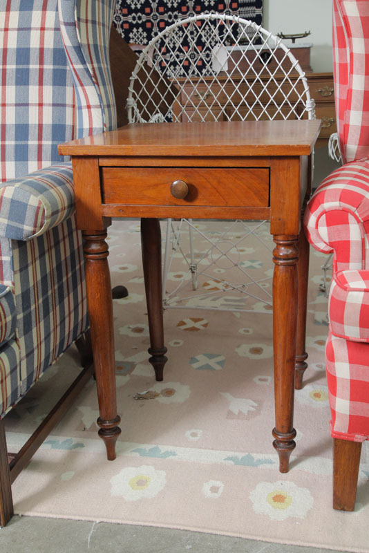 Appraisal: ONE DRAWER STAND Walnut with a wooden pull and turned