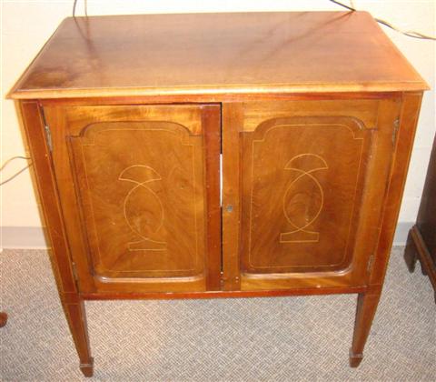 Appraisal: HEPPLEWHITE STYLE INLAID MAHOGANY TWO DOOR CABINET h w d