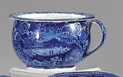 Appraisal: Historical blue transferware chamber pot enoch wood and sons burslem