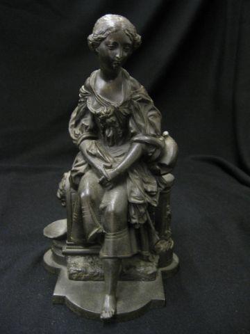 Appraisal: th Century Bronzed Figure lady seated in the garden signed