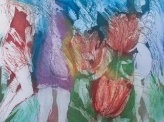 Appraisal: Gianni Borta Floral Nude Expressionist Litho Gianni Borta Italian b