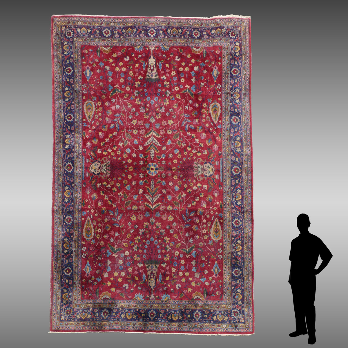 Appraisal: SEMI-ANTIQUE PERSIAN HAND KNOTTED WOOL VASE CARPET ' '' x