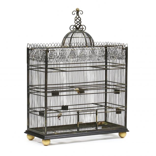 Appraisal: MAITLAND-SMITH LARGE VICTORIAN STYLE WROUGHT IRON BIRDCAGE th century painted