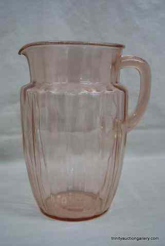 Appraisal: Vintage Pink ''Pillar Optic'' Pattern PitcherThis is a very nice