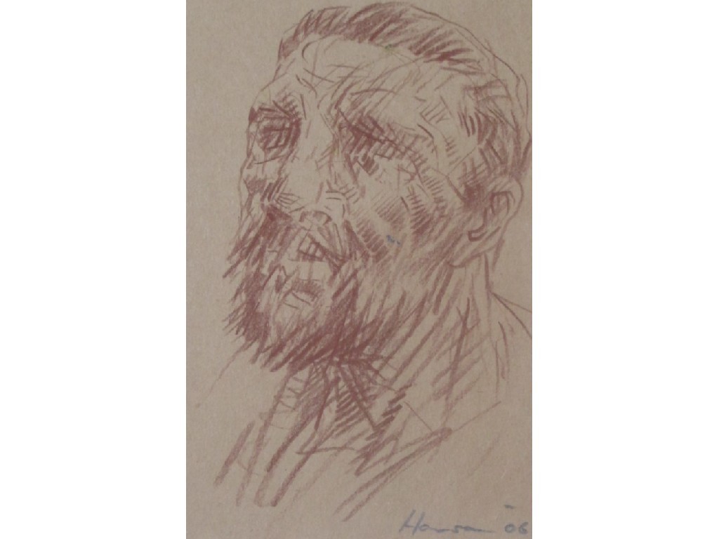 Appraisal: PETER HOWSON OBE b PORTRAIT HEAD Crayon signed and dated