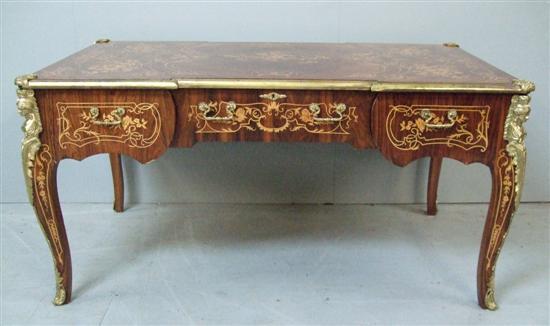 Appraisal: Louis XVI style kingwood and marquetry inlaid writing table with