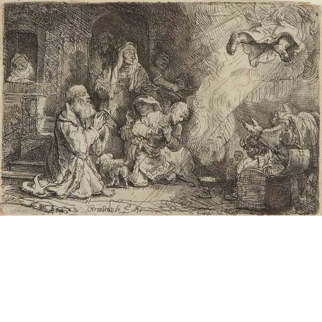 Appraisal: Rembrandt van Rijn THE ANGEL DEPARTING FROM THE FAMILY TOBIAS