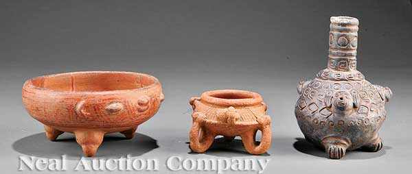 Appraisal: A Pre-Columbian Pottery Anthropomorphic Bowl squat U-form body raised on