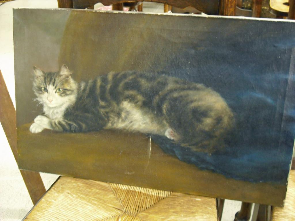 Appraisal: By Westward th century - reclining cat signed x a