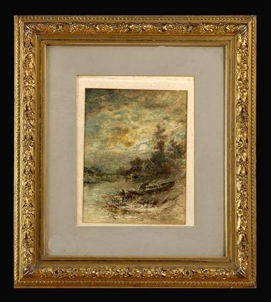 Appraisal: JAMES CRAWFORD THOM - MAN IN A ROWBOAT Dedicated signed