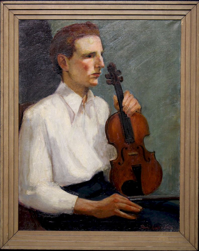 Appraisal: Signed Portrait of a Man with Violin Signed American School