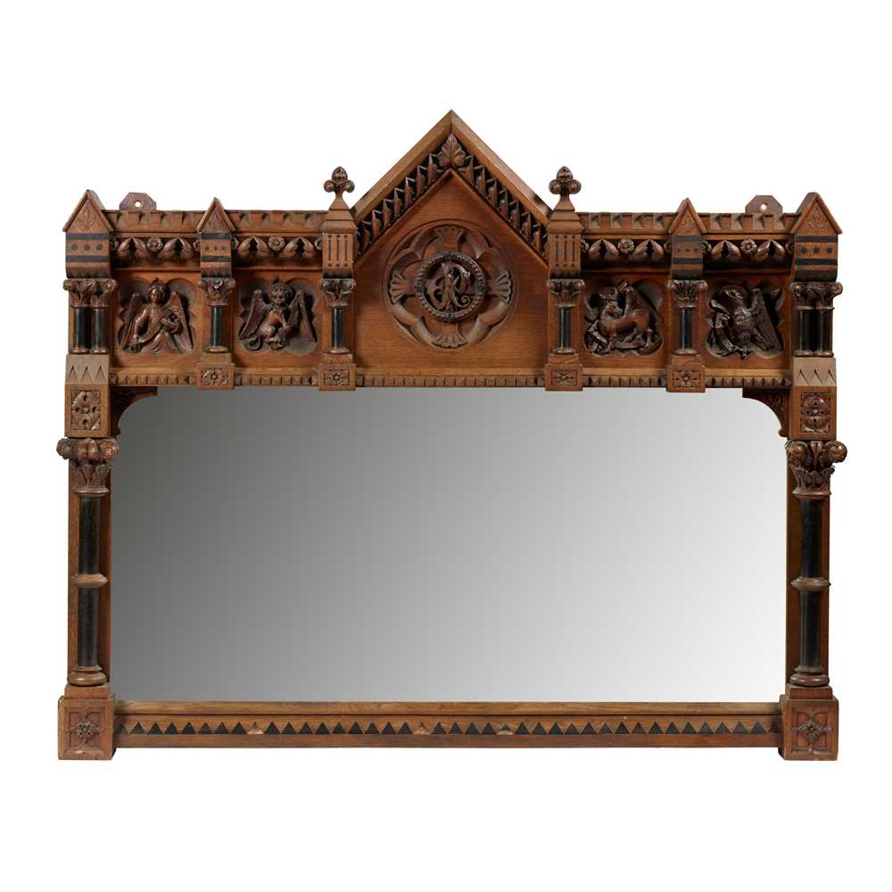 Appraisal: ENGLISH MANNER OF BRUCE J TALBERT REFORMED GOTHIC OVERMANTEL MIRROR