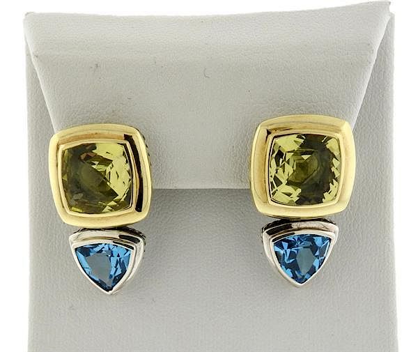 Appraisal: David Yurman Albion K Gold Sterling Citrine Topaz Earrings METAL