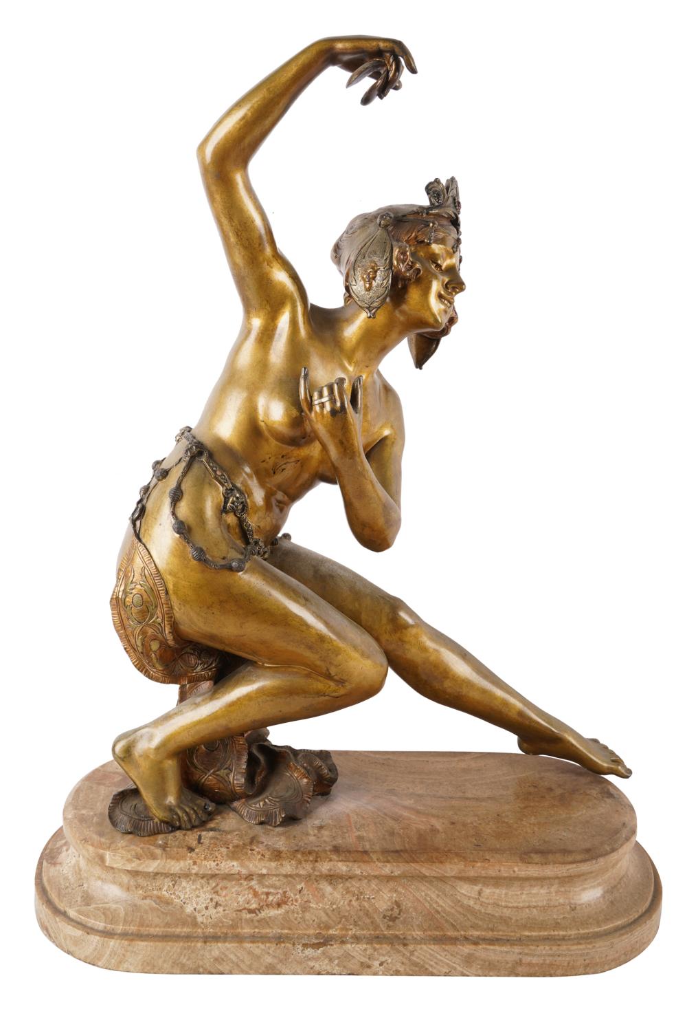 Appraisal: ART DECO FIGURE OF A DANCERpatinated bronze mounted to an