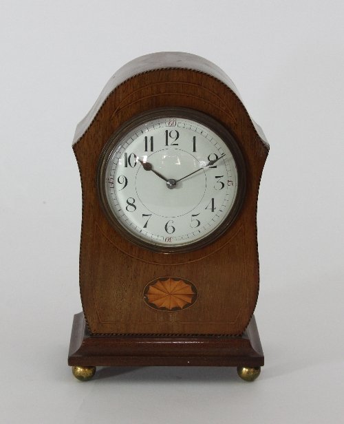 Appraisal: An Edwardian mahogany and inlaid mantel clock cm '' high