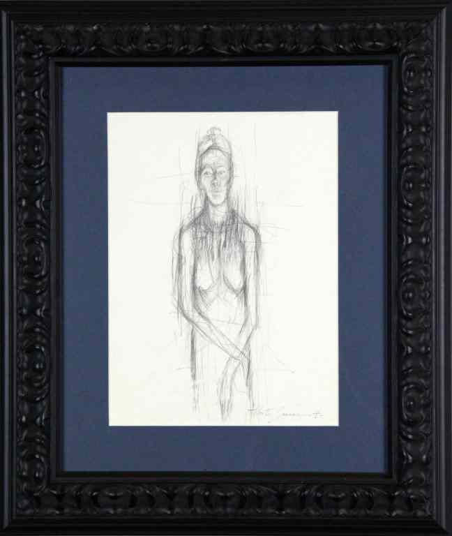 Appraisal: Manner Of Alberto Giacometti Pencil On PaperNude study on laid