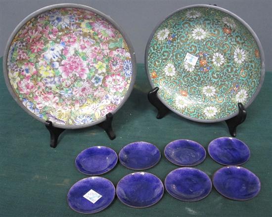 Appraisal: TOW JAPANESE PORCELAIN PEWTER MOUNTED DISHES Sold with TOW JAPANESE