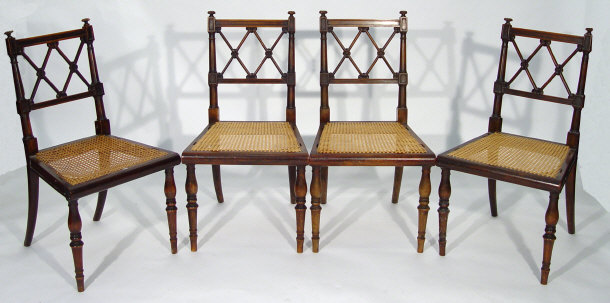 Appraisal: Set of four Regency mahogany dining chairs with diamond shaped