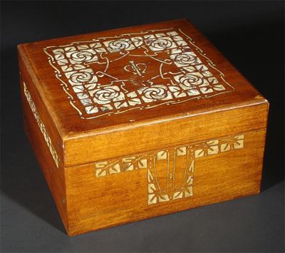 Appraisal: A Scottish Arts and Crafts gessoed wood box square section