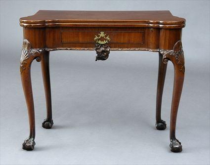 Appraisal: GEORGE III MAHOGANY CARD TABLE The rectangular mahogany flip top