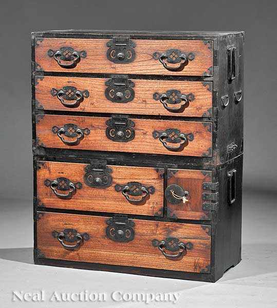 Appraisal: An Antique Korean Ebonized Pine Chest of Drawers late th