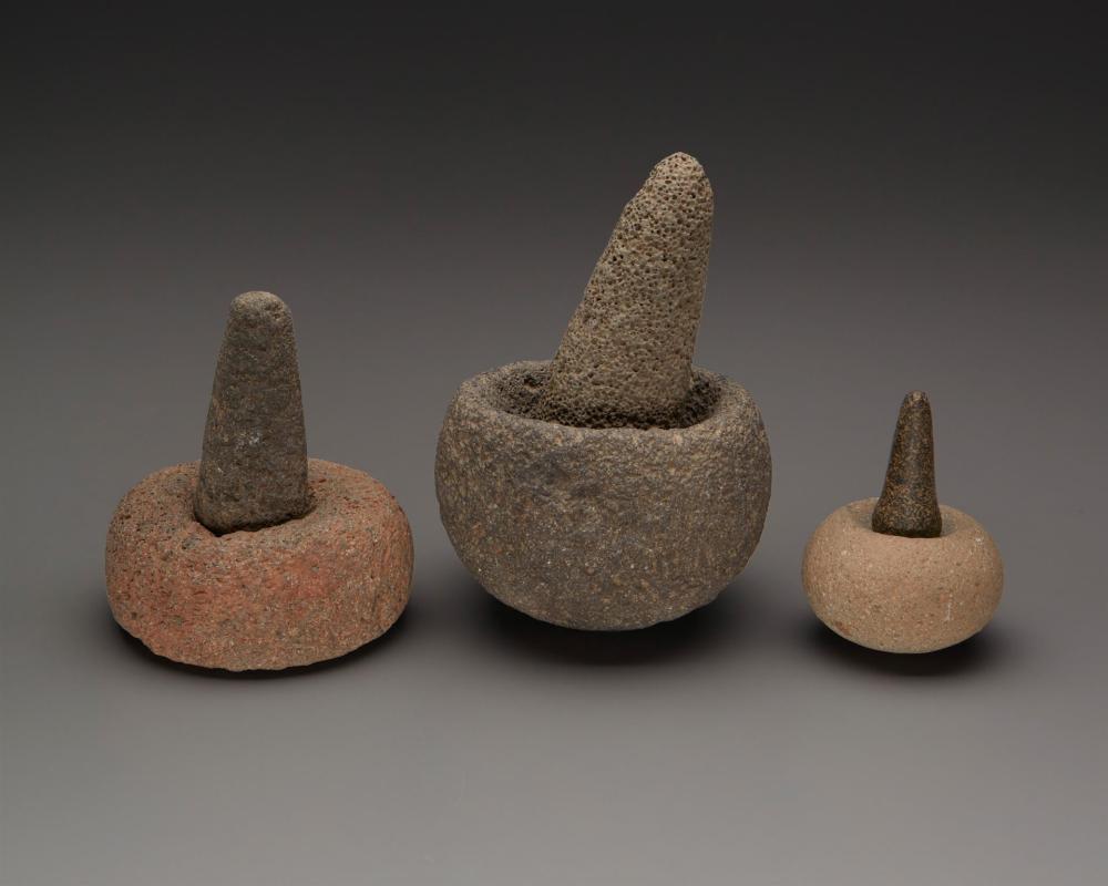 Appraisal: A group of small stone mortars and pestles Pre-historic or