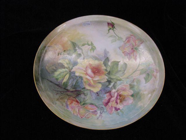 Appraisal: Limoges Handpainted Porcelain Round Tray elegant floral diameter excellent