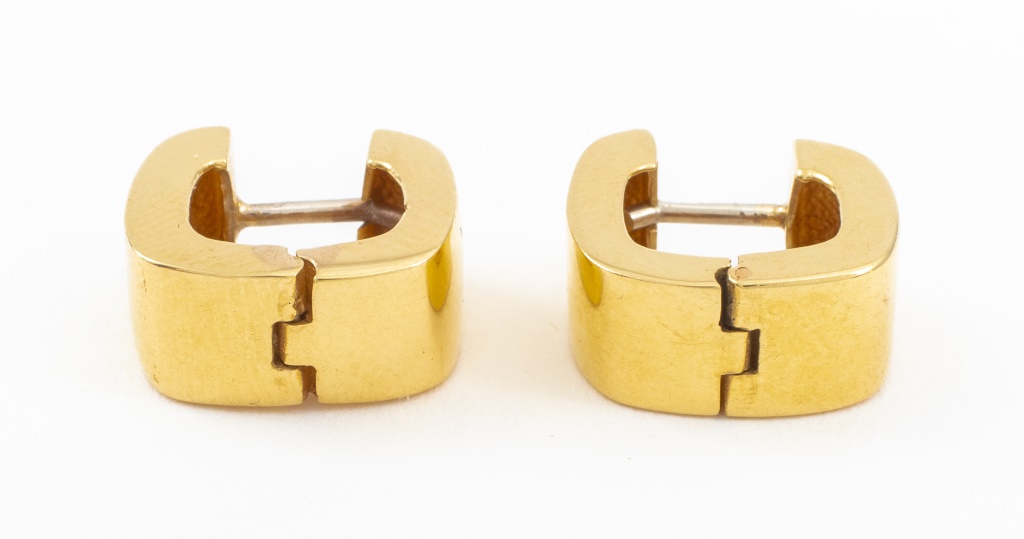 Appraisal: K YELLOW GOLD HUGGIE EARRINGS K yellow gold pair of