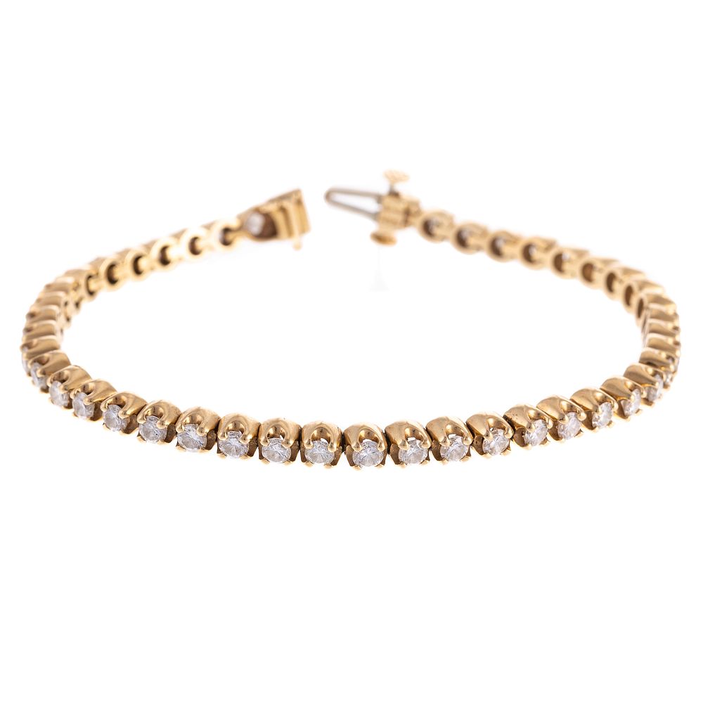 Appraisal: A ct Diamond Line Bracelet in K K yellow gold