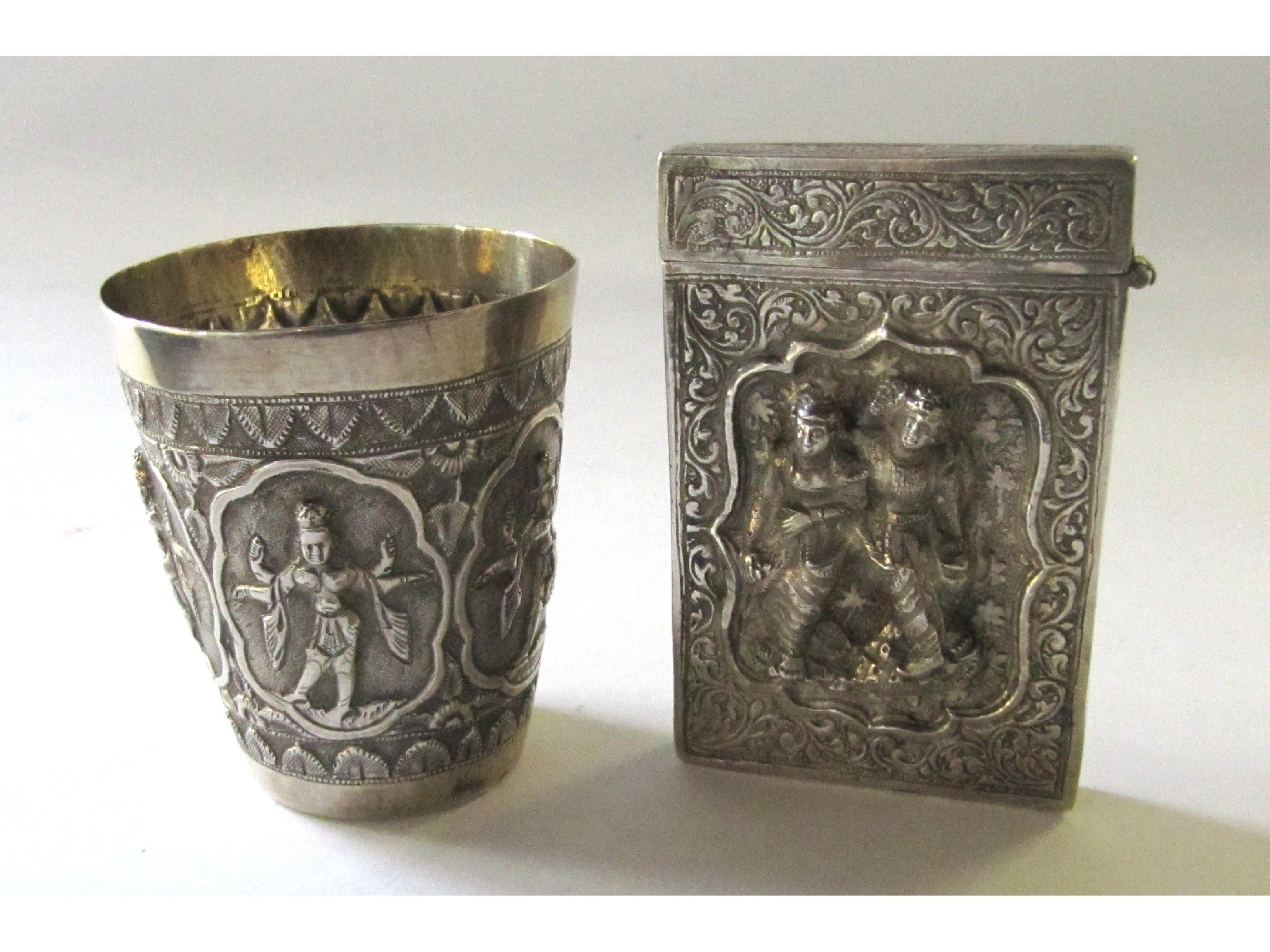 Appraisal: A lot comprising a Burmese white metal card case and