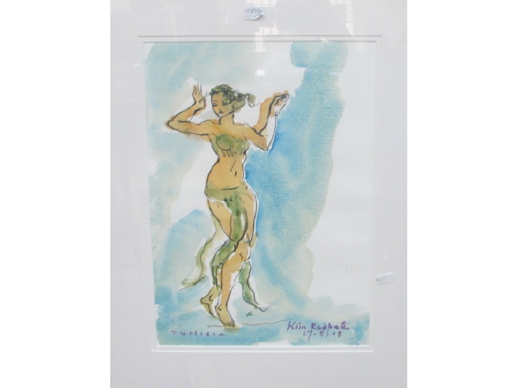 Appraisal: KIM REDPATH wash over chalk 'Dancer in Green Tunisia' signed