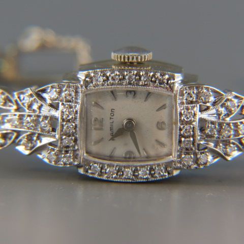 Appraisal: Diamond Hamilton Wristwatch round diamonds totaling carat high grade k