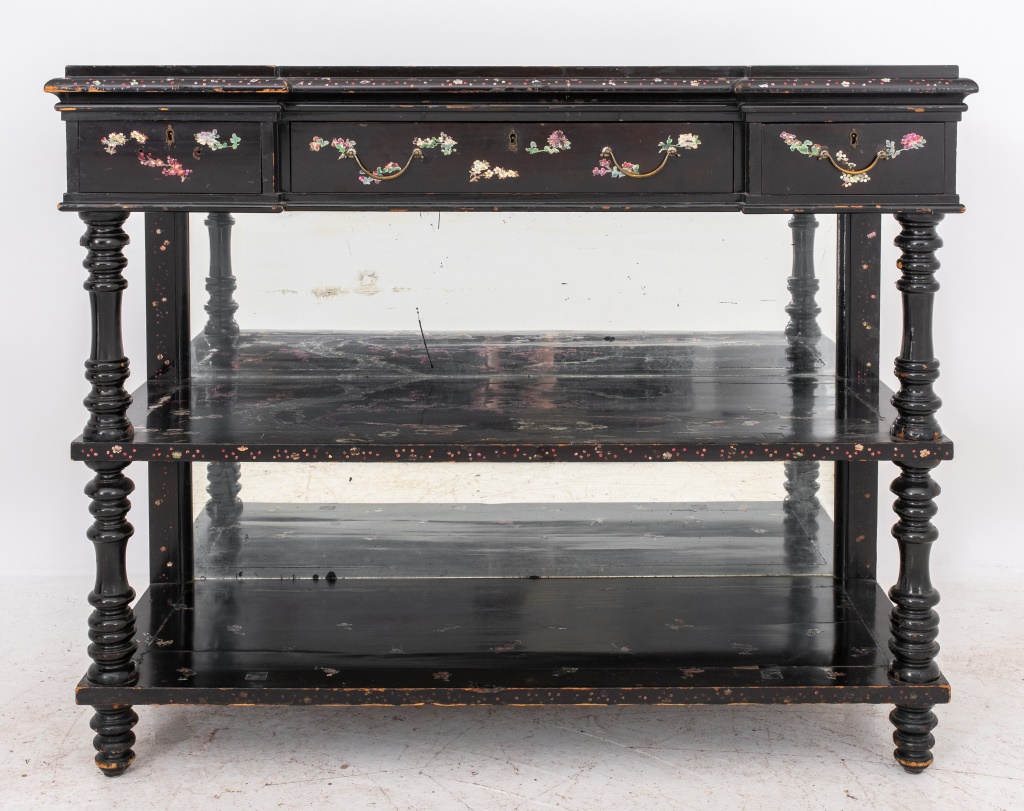 Appraisal: VICTORIAN PAPIER MACHE AND JAPANESE LACQUER BUFFET Victorian papier mache