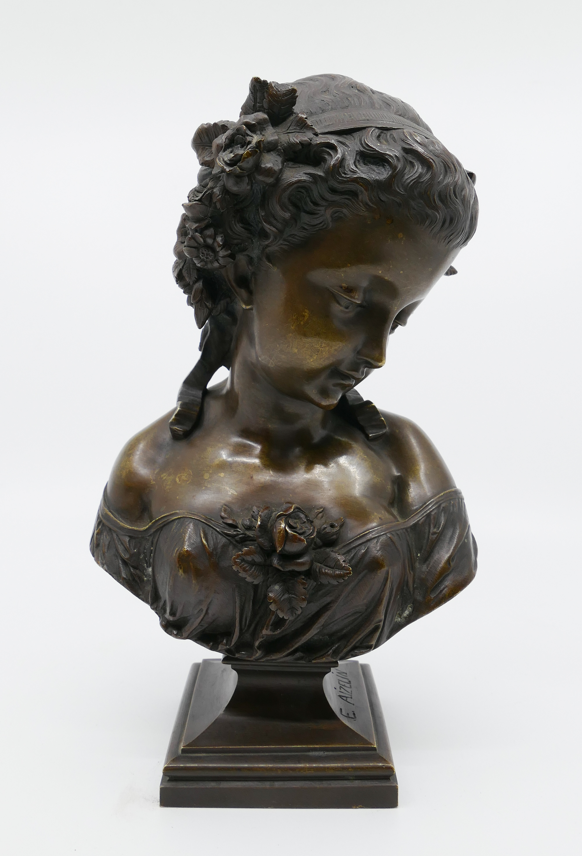 Appraisal: Eugene Antoine Aizelin - France Bronze Bust of a Young