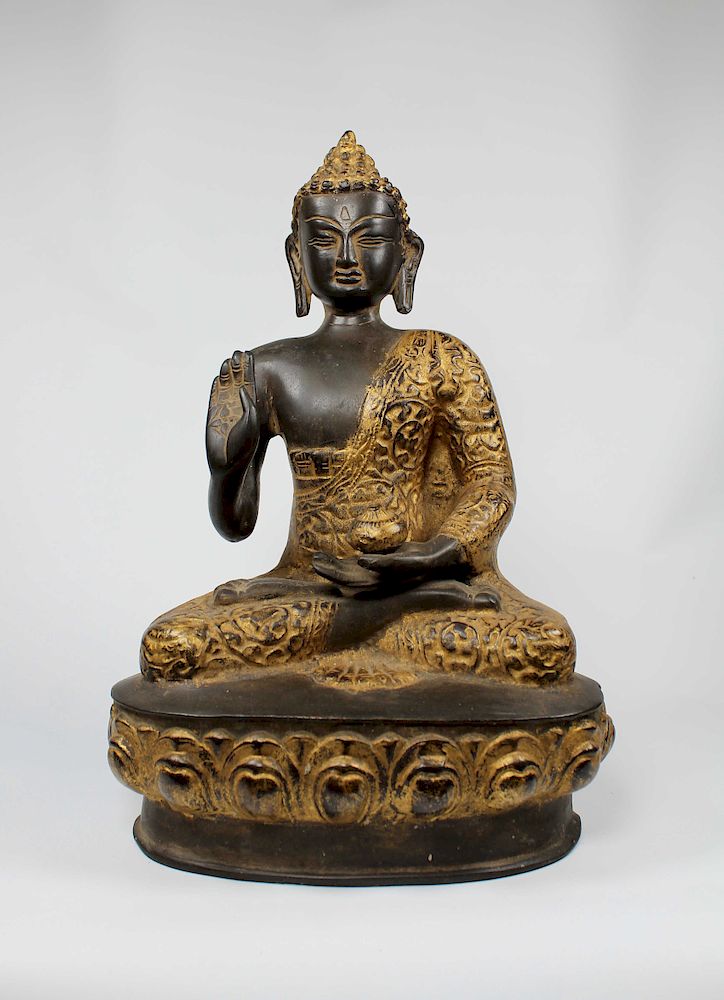 Appraisal: Rare th C Bronze Dhyana Buddha Golden Triangle Rare th